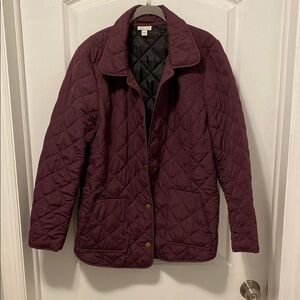 J. Jill Purple Quilted Puffer Jacket - Plum Color Size XL